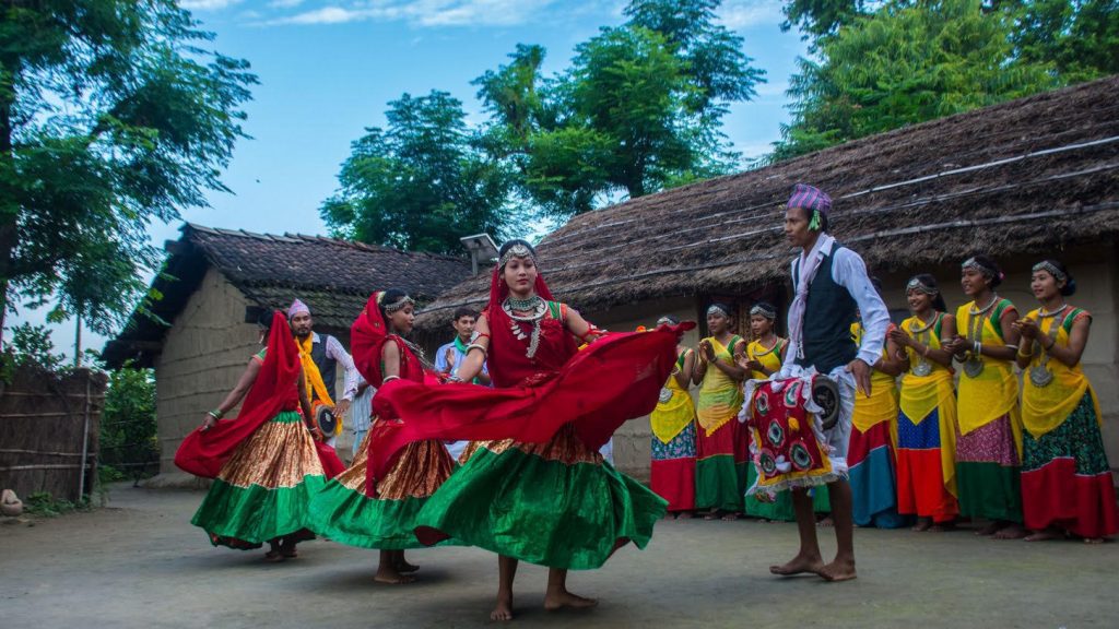 Locals performing cultural dance in the Bardiya Community Homestay.